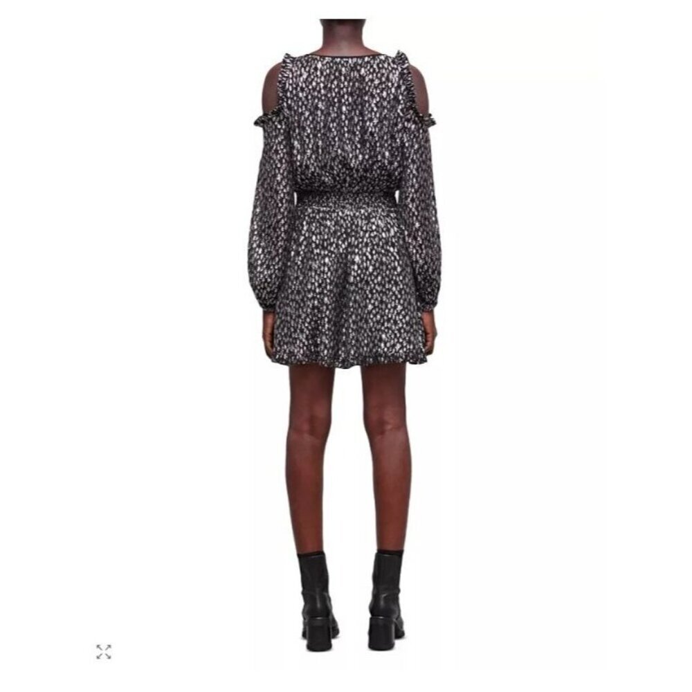 The Kooples Black & Silver Leopard-Print Cold-Shoulder Mini Dress & Buckle Belt - Picture 3 of 10